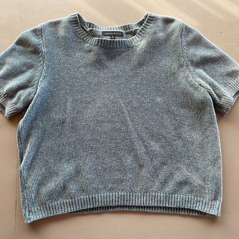 Kendall and Kylie Cropped Short-Sleeved Sweater - Size M